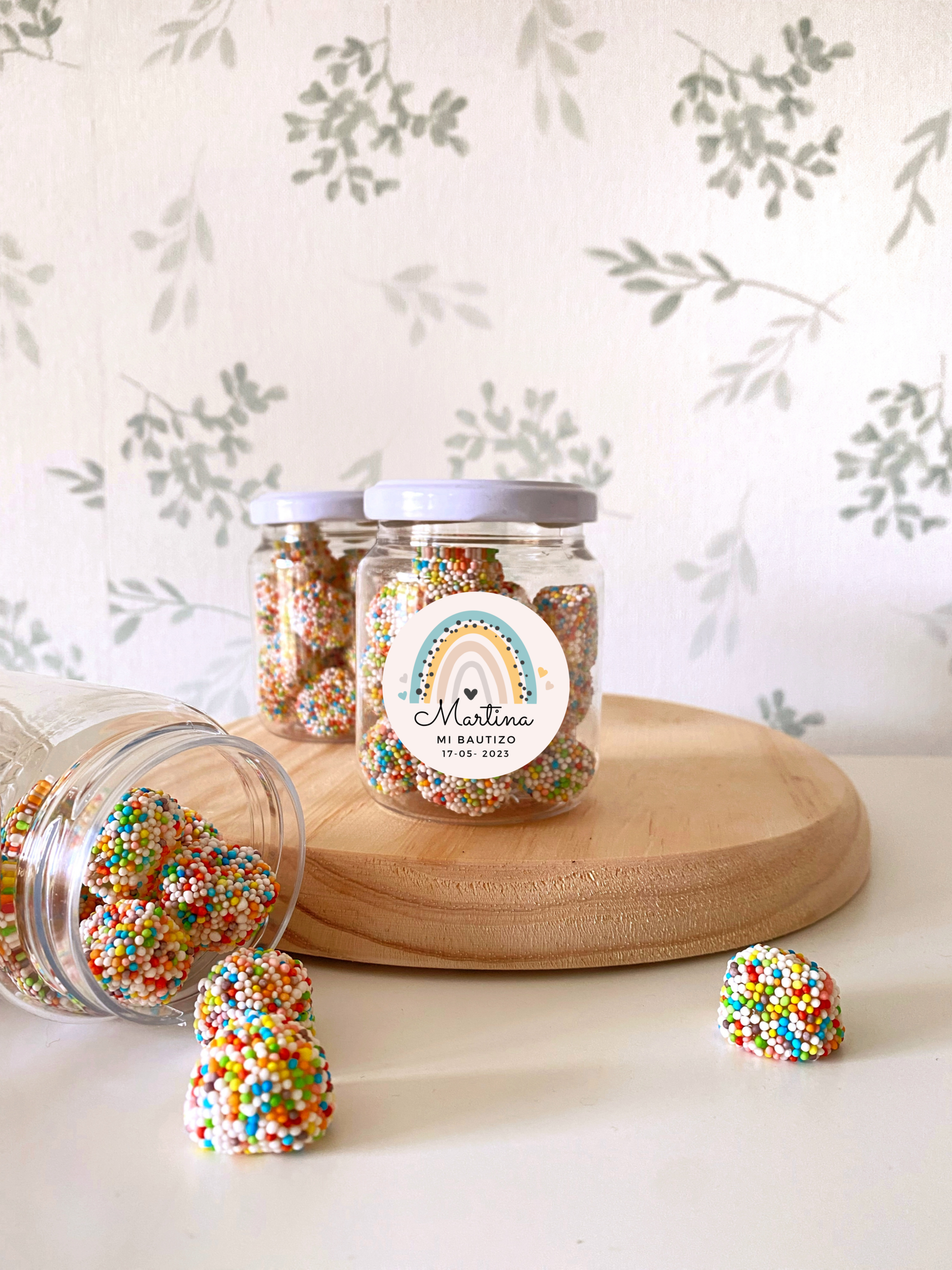 3 Tarro Chuches Invitados con pegatina personalizada - Imagen 1