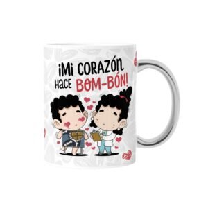 TAZA 330ML ASA PLATEADA – MI CORAZÓN HACE BOM-BÓN