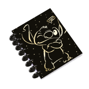 CUADERNO ANILLAS A5 100 HOJAS CUADRICULA STITCH GOLD NEGRO