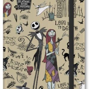 CUADERNO A5 CON BANDA ELASTICA PESADILLA ANTES DE NAVIDAD HALLOWEEN TOWN