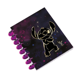 CUADERNO ANILLAS A5 100 HOJAS CUADRICULA STITCH GOLD PURPLE