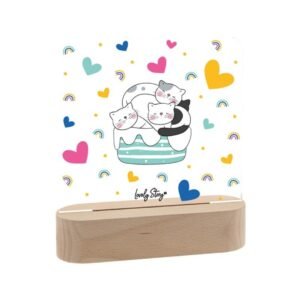LÁMPARA DE MADERA CON ROTULADOR PERSONALIZABLE GATOS LOVELY STORE