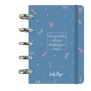 CUADERNO NOTEBOOK A6 LAS GRANDES IDEAS EMPIEZAN AQUÍ VIVE BONITO BLUE LOVELY STO