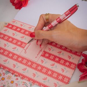 BOLÍGRAFO MARTABGE NONNI CENEFA ROSA Y ROJA DE CRUZ