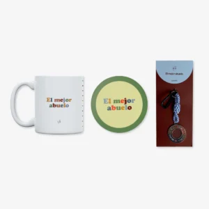 Kit Taza + Posavasos + Llavero "El mejor Abuelo" UO