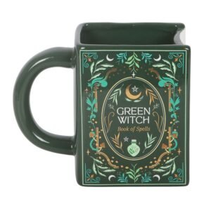 TAZA CON FORMA DE LIBRO FANTASIA BRUJA VERDE ST