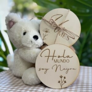 PLACAS CUMPLE MES MADERA PERSONALIZADA