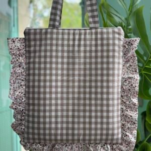 BOLSO CP VICHY BEIS VOLANTES FLORES MARRONES