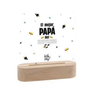 LÁMPARA DE MADERA CON ROTULADOR EL MER PAPÁ DEL UNIVERSO LOVELY STORY