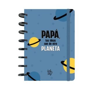 CUADERNO NOTEBOOK A5 PAPÁ TUS IDEAS SISTEMA DE DISCOS AZUL LOVELY STORY
