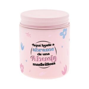 VELA AROMÁTICA / CANDLE - PINK - AQUÍ HUELE A ABRAZOS DE UNA ABUELA MARAVILLOSA