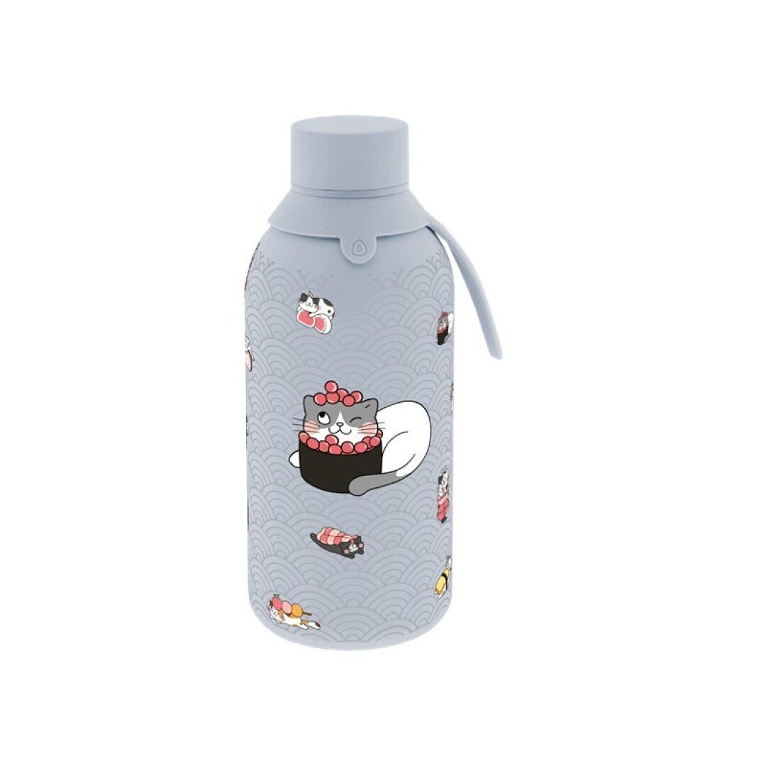 V42G00018729 (1) BOTELLA TÉRMICA DOS TAPAS HERMÉTICAS 500ML - SHADOW - KITTY ROLL LOVELY STORY - Imagen 1