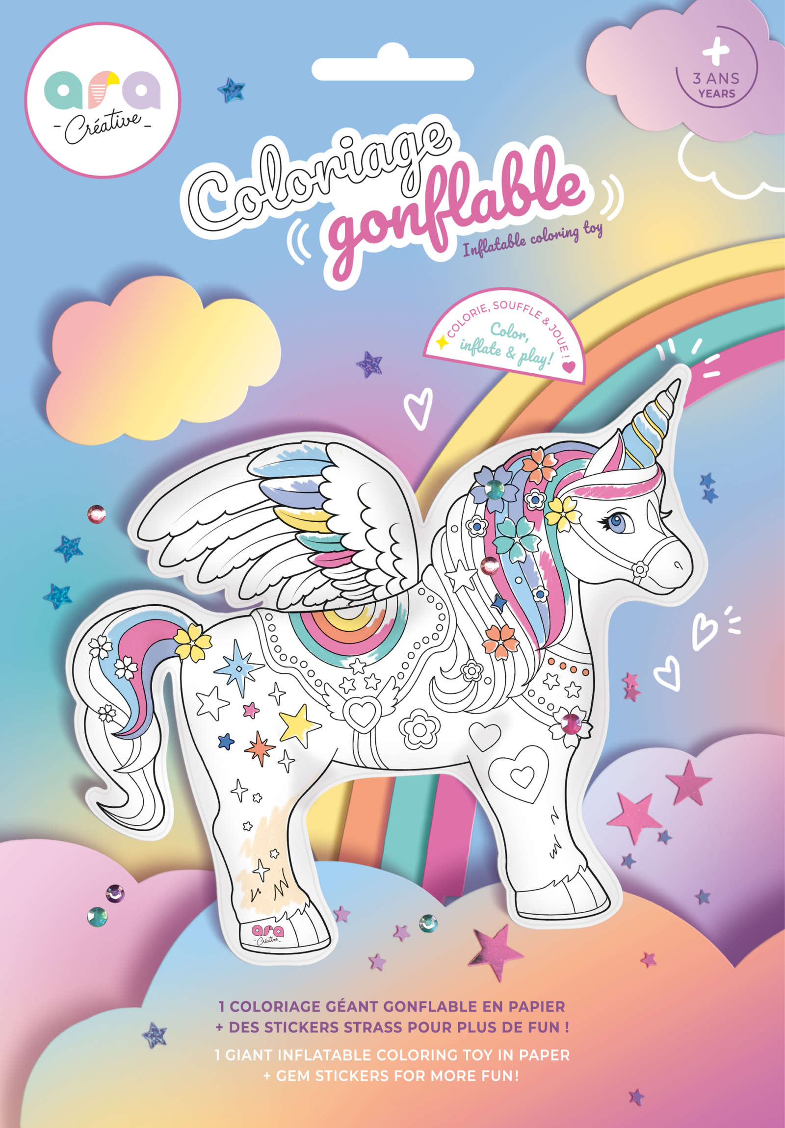10122025122856.Copie_de_licorne-avant-new UNICORNIO: 1 INFLABLE GIGANTE + PEGATINAS BRILLANTES ARACREATIVE - Imagen 1