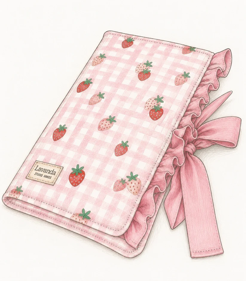 55E578EA-7B5A-4FC5-BA75-A78C7C19C818 FUNDA PARA LIBRO PEQUEÑA CON SOLAPAS COLOR FRESA Y ROSA LAVANDA SB - Imagen 1