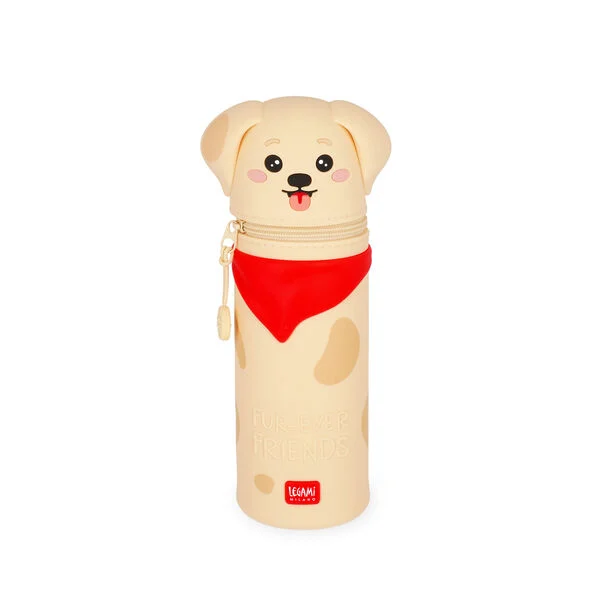 KA0025_1 ESTUCHE PARA LÁPICES DE SILICONA SUAVE 2 EN 1 - KAWAII - PERRO DORADO LEGAMI - Imagen 1