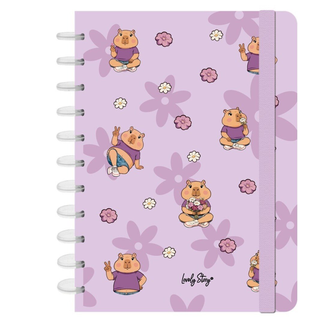 V42G00018889 CUADERNO NOTEBOOK A4 100 HOJAS CAPIBARA LILAC LOVELY STORY - Imagen 1