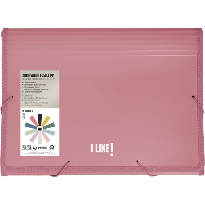 841362329854 CARPETA ARCHIVADOR FUELLE GOMAS PP 13 SEPARADORES - Imagen 1