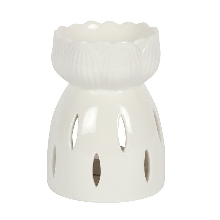 OB_03327,1 QUEMADOR DE ACEITE CON FORMA DE FLOR DE LOTO, BLANCO BRILLANTE ST - Imagen 1