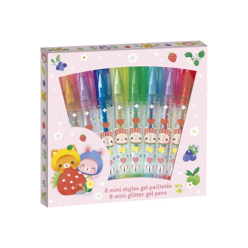 3447 8 MINI BOLIGRAFOS DE GEL CON PURPURINA JANOD - Imagen 1