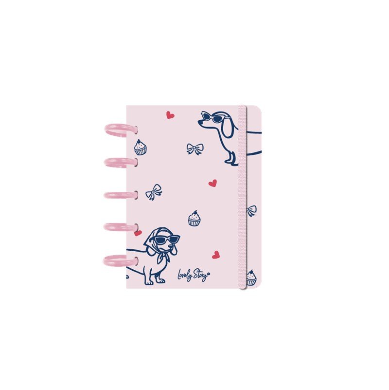 V42G00020027-10 CUADERNO SMART BOOK A6 CON SISTEMA DE DISCOS - 100 HOJAS PINK - VELVET DOG - Imagen 1
