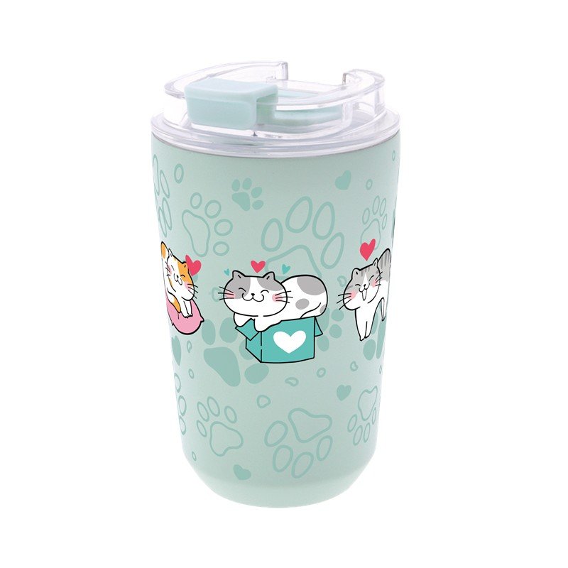 V42G00020188-10 VASOS TÉRMICOS INT. CERAMICO 400ML GATO MINT - COZY WHISKERS LOVELY - Imagen 1