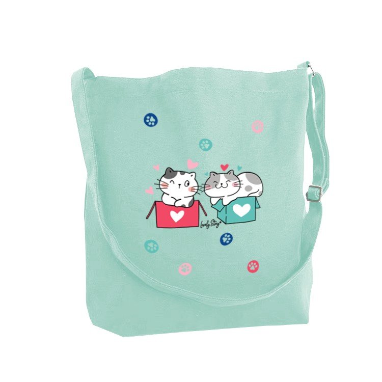 V42G00021141-10 BOLSA DE TELA / TOTE BAGS - MINT GATO COZY WHISKERS LOVELY - Imagen 1