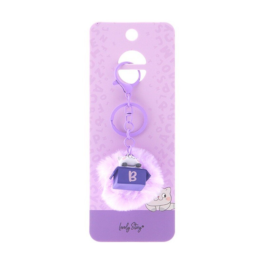 V42G00021551 LLAVERO GATO CON LETRA / CAT KEYCHAIN LETTER - PURPLE - B LOVELY - Imagen 1