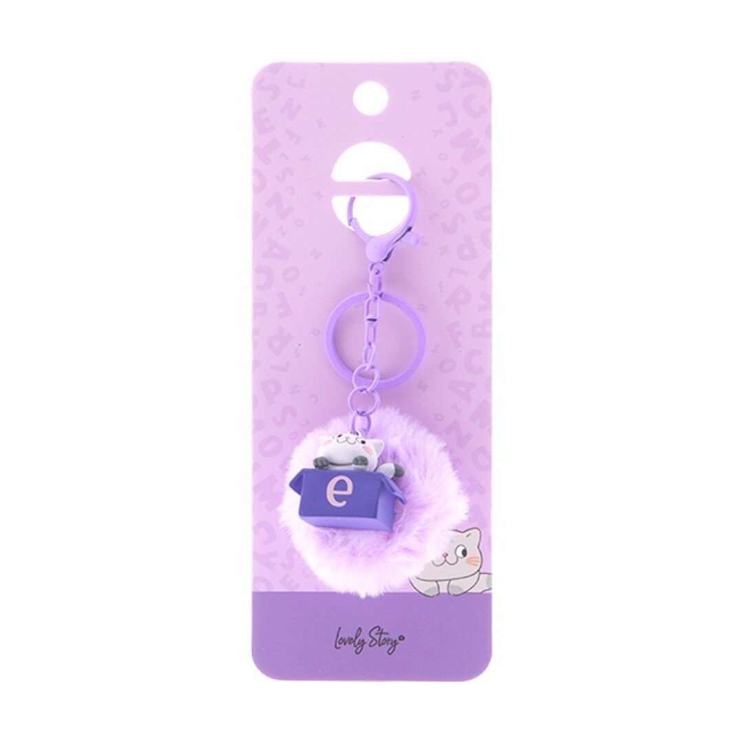 V42G00021554 LLAVERO GATO CON LETRA / CAT KEYCHAIN LETTER - PURPLE - E LOVELY - Imagen 1