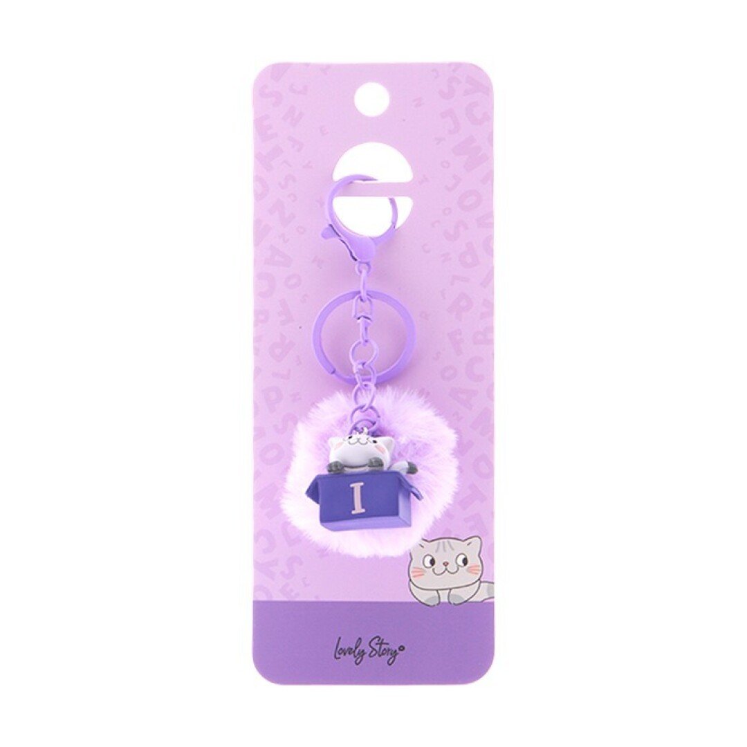 V42G00021557 LLAVERO GATO CON LETRA / CAT KEYCHAIN LETTER - PURPLE - I LOVELY - Imagen 1