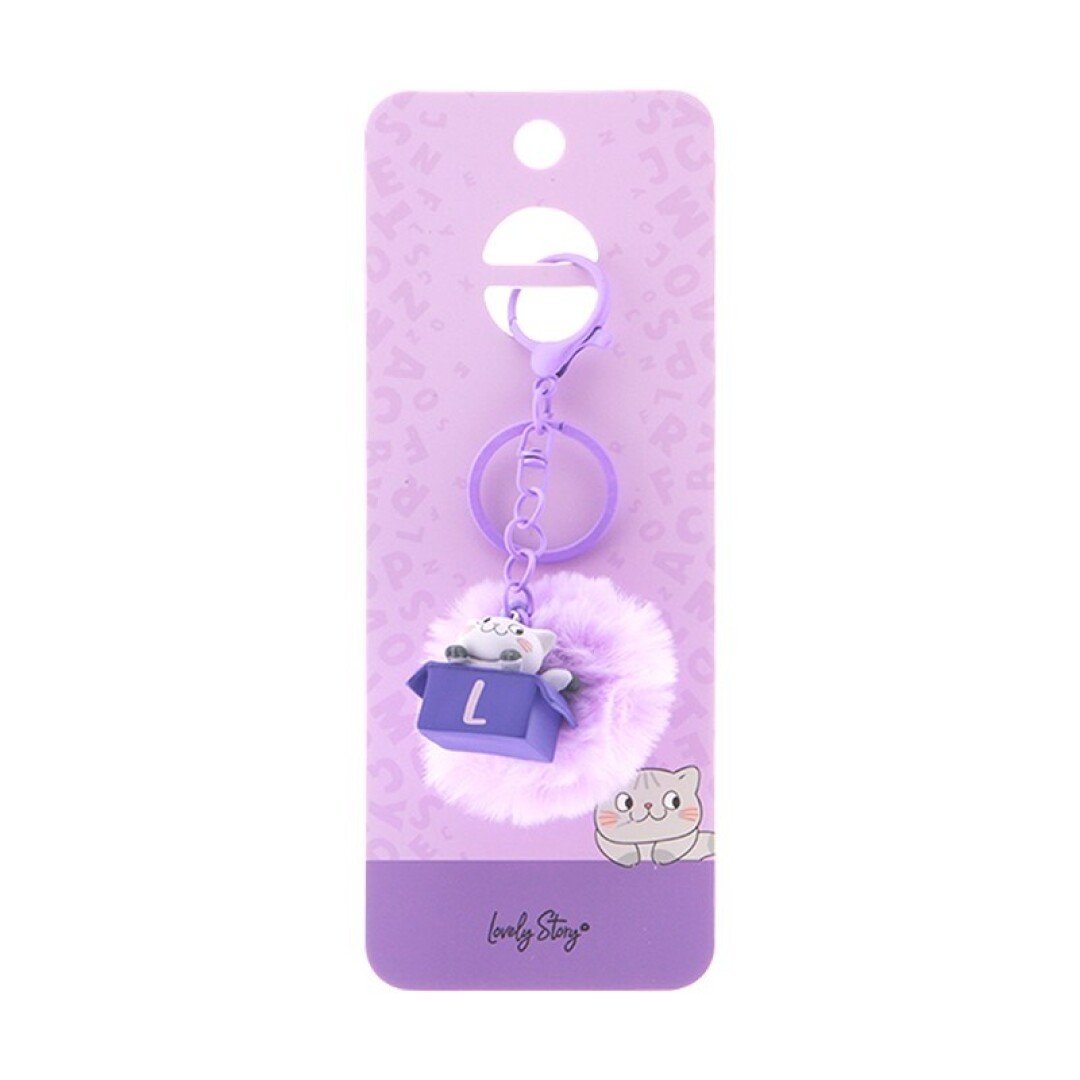 V42G00021559 LLAVERO GATO CON LETRA / CAT KEYCHAIN LETTER - PURPLE - L LOVELY - Imagen 1