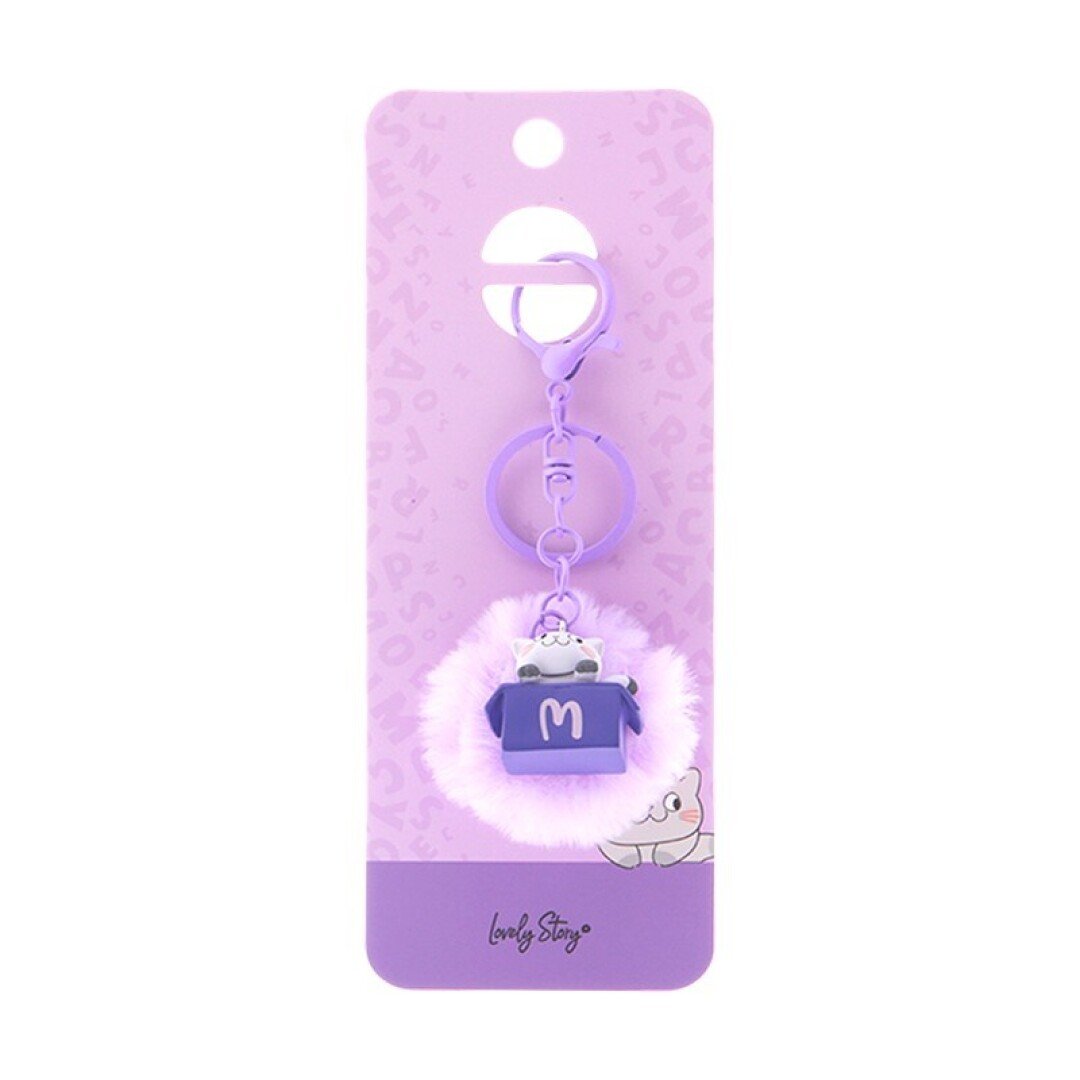 V42G00021560 LLAVERO GATO CON LETRA / CAT KEYCHAIN LETTER - PURPLE - M LOVELY - Imagen 1