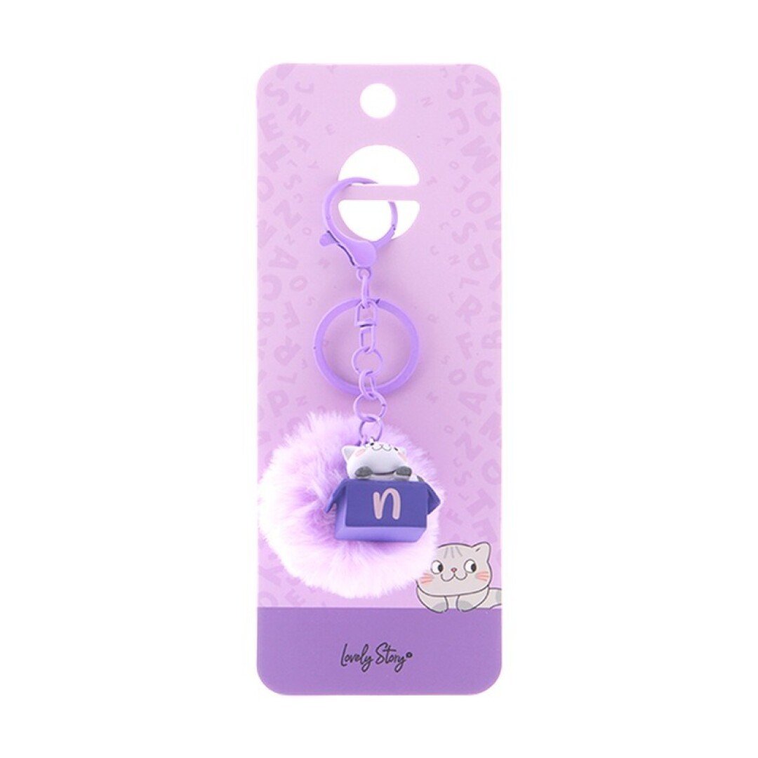V42G00021561 LLAVERO GATO CON LETRA / CAT KEYCHAIN LETTER - PURPLE - N LOVELY - Imagen 1