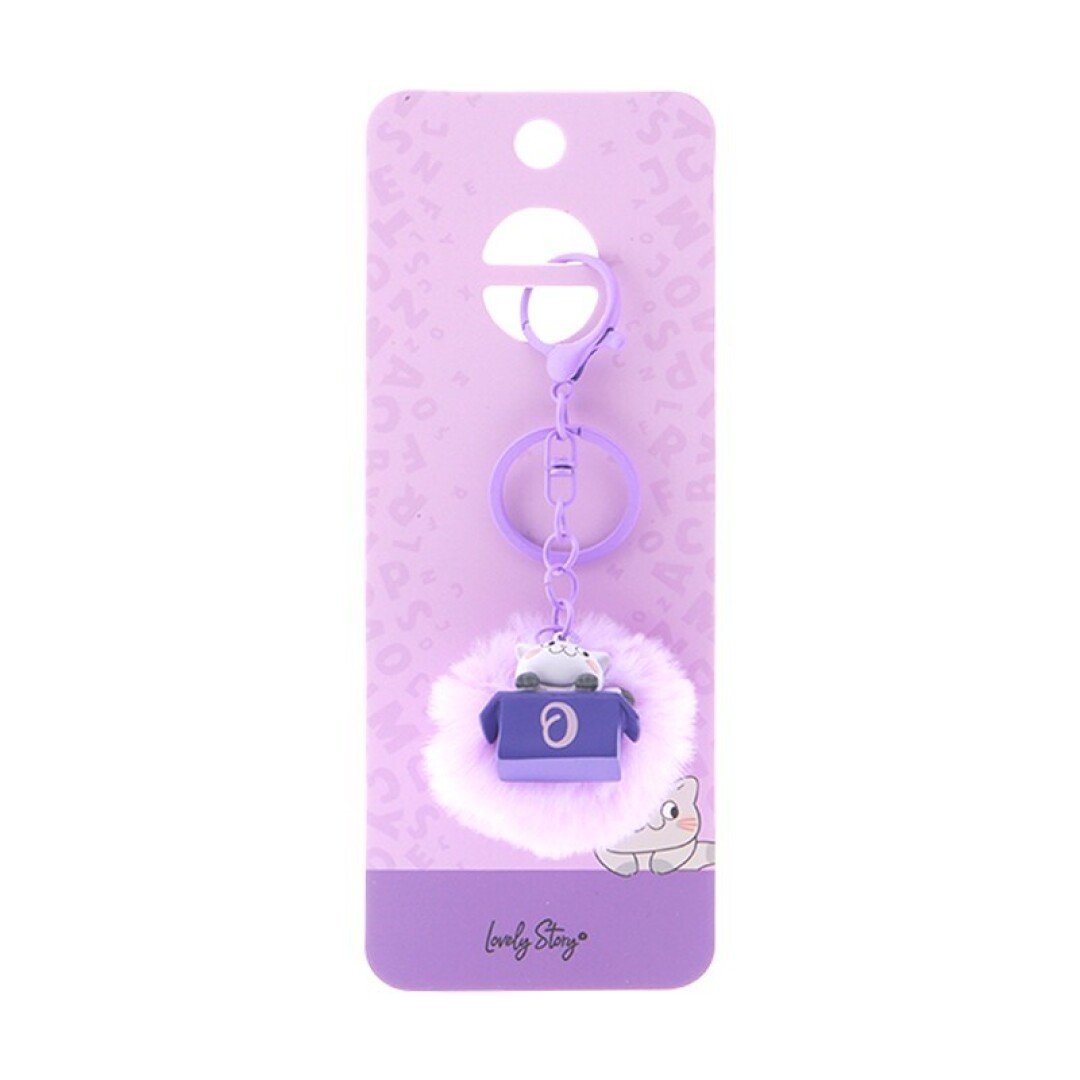 V42G00021562 LLAVERO GATO CON LETRA / CAT KEYCHAIN LETTER - PURPLE - O LOVELY - Imagen 1