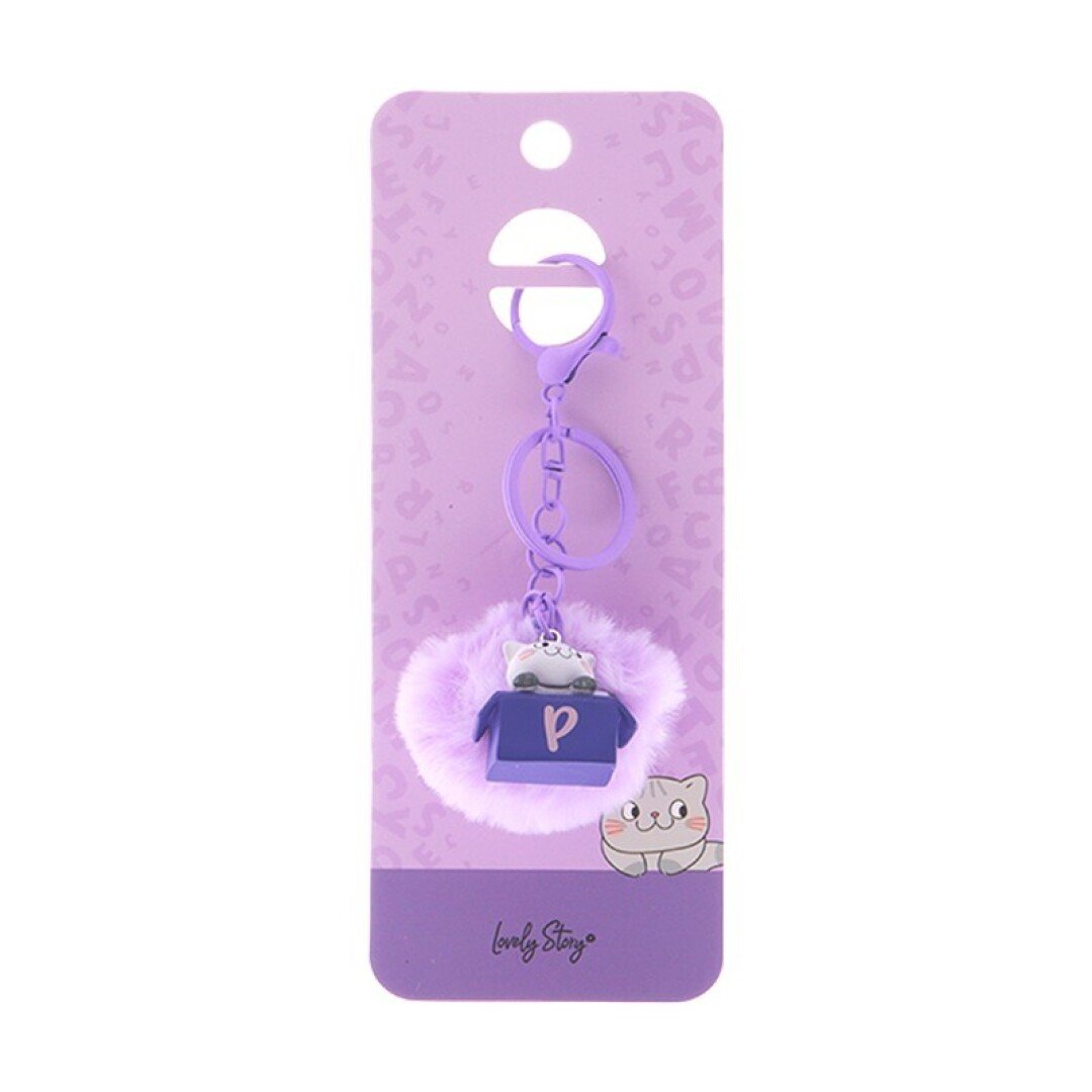 V42G00021563 LLAVERO GATO CON LETRA / CAT KEYCHAIN LETTER - PURPLE - P LOVELY - Imagen 1