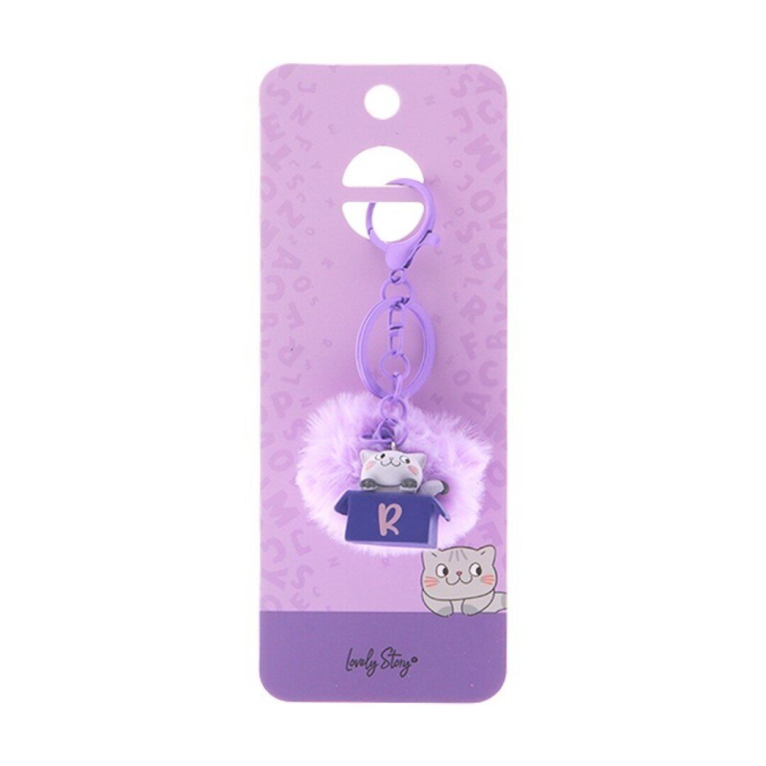 V42G00021564 LLAVERO GATO CON LETRA / CAT KEYCHAIN LETTER - PURPLE - R LOVELY - Imagen 1