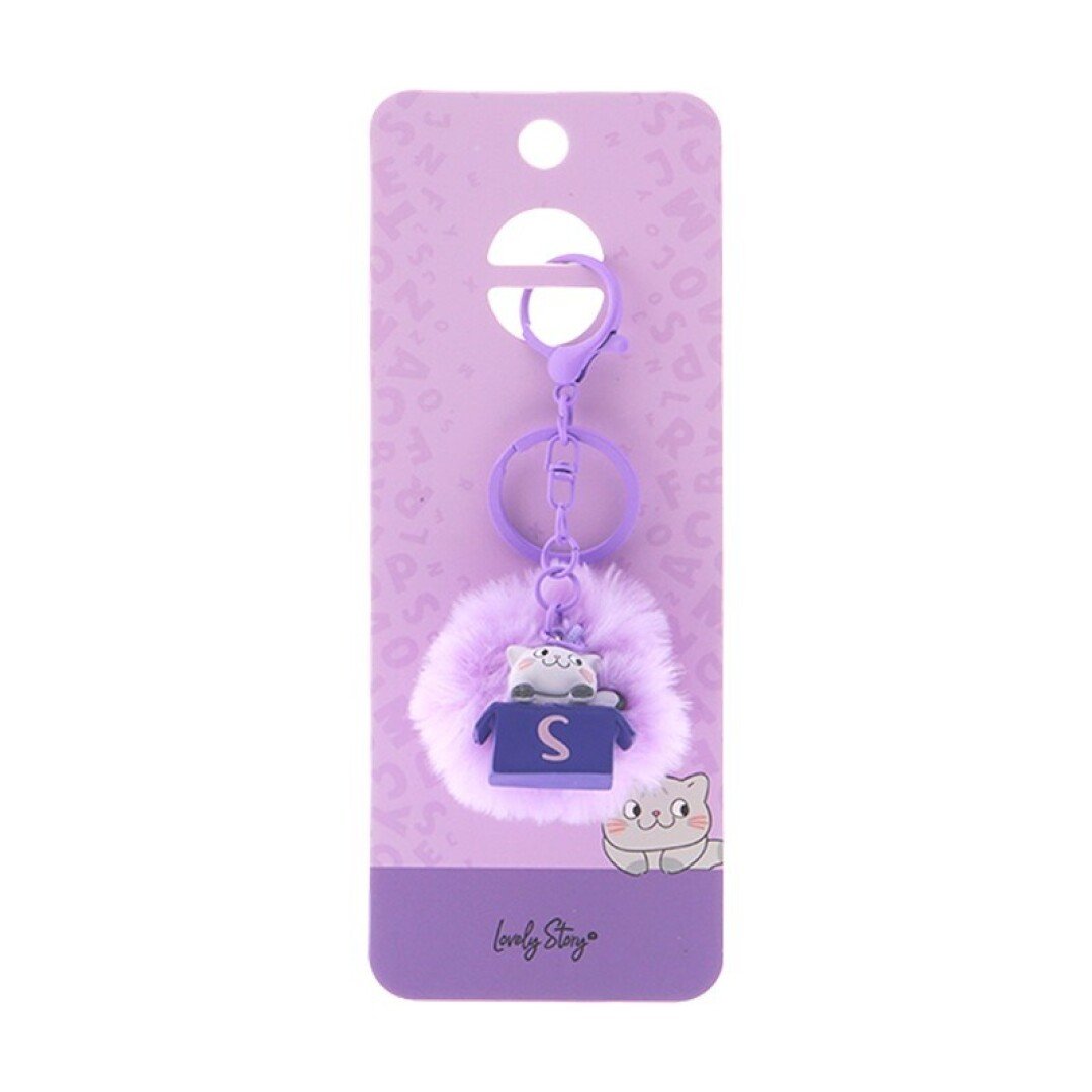 V42G00021565 LLAVERO GATO CON LETRA / CAT KEYCHAIN LETTER - PURPLE - S LOVELY - Imagen 1