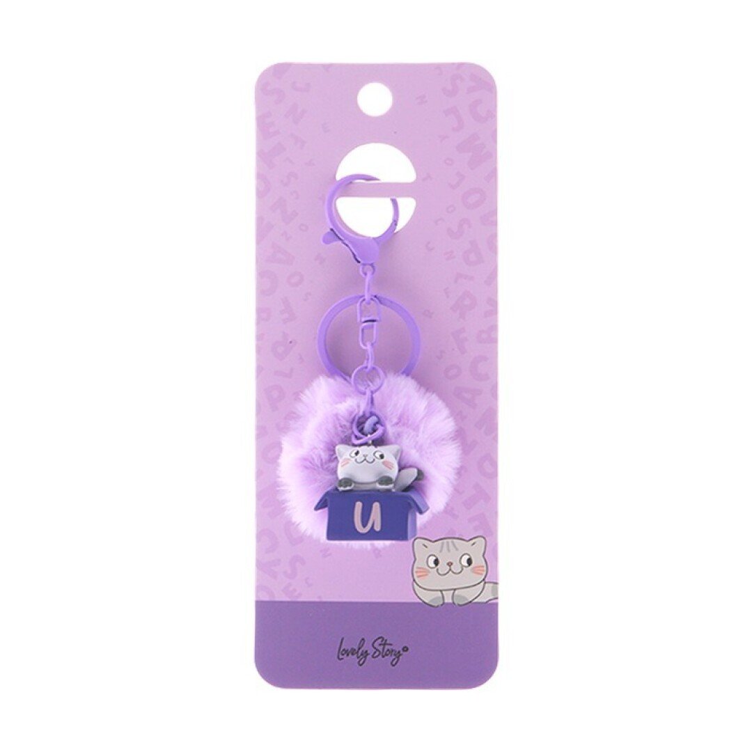 V42G00021567 LLAVERO GATO CON LETRA / CAT KEYCHAIN LETTER - PURPLE - U LOVELY - Imagen 1